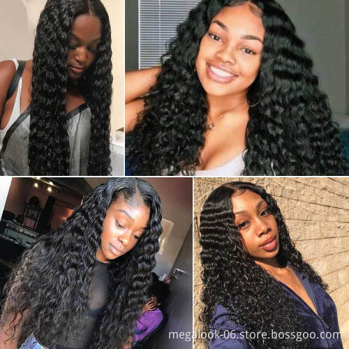 Dropshipping 32 Inch Malaysian Deep Wave Humain Hair 4X4 Lace Front Lacefront Wigs In Dubai